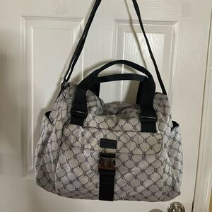 Ralph Lauren Monogram weekender carry all Shoulder Bag -  gray & black
